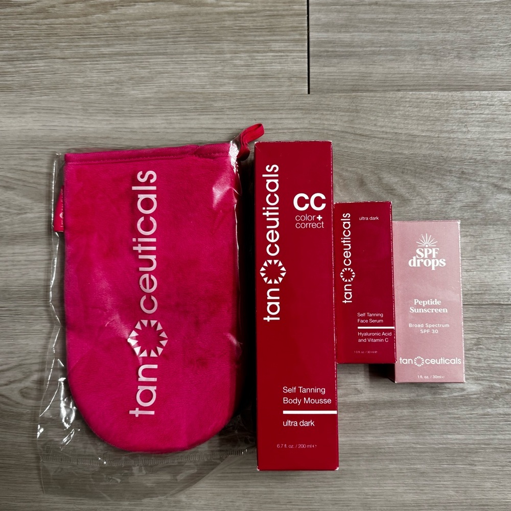 Tanceuticals Luxury Express Mousse + Face Serum Kit + spf drops
